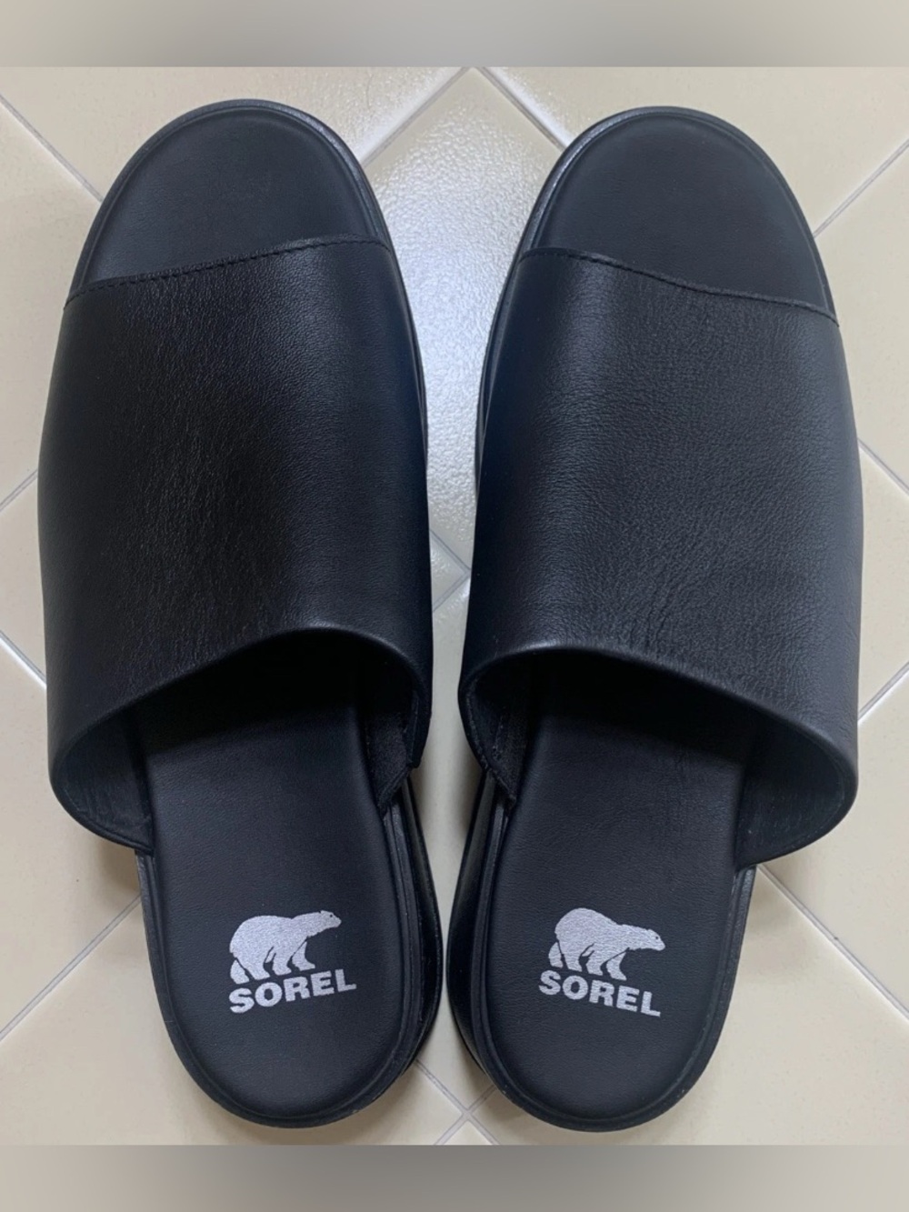 Sorel Dayspring Slide Platform Sandal Women's 7.5 Leather/Black NL5082-010